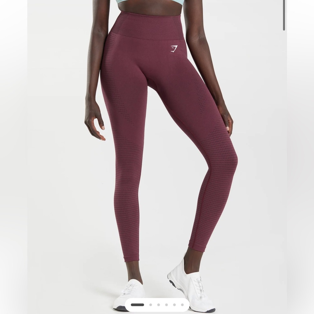 Gymshark Vital Seamless 2.0 Leggings (Baked Maroon Marl) (Small)